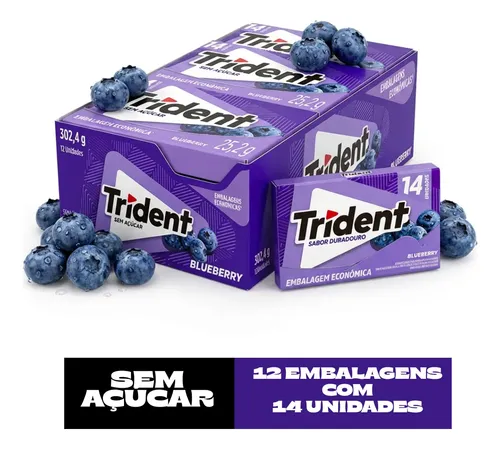 Trident 14s Blueberry Chiclete Mirtilo 1 Caixa | Parcelamento sem