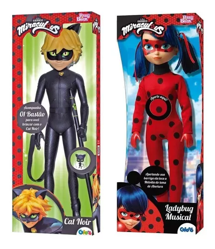 Kit Bonecos Articulados Cat Noir/ Miraculous Ladybug Musical