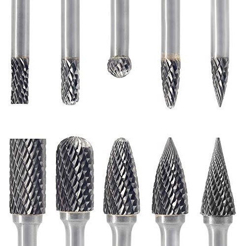 Carbide Burrs Sets 10 Pieces  1 4 Inch Shank Diameter 5...