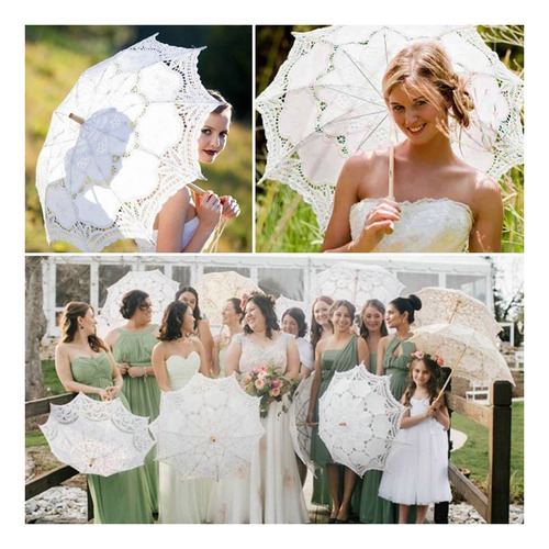 . Guarda-chuva Nupcial Casamento Rendas Bordadas Guarda-sol