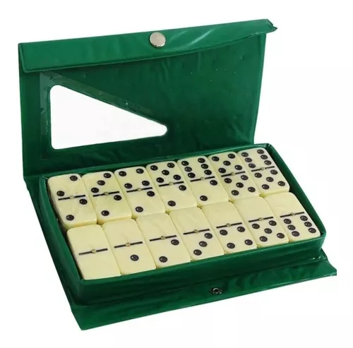 Jogo Domino Profissional Osso Colorido 28 Peças Com Estojo