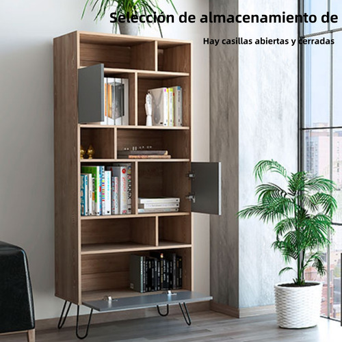 Librero Top Living Con Estantes Puertas Y Cajones En Ratán C Coral Oscuro