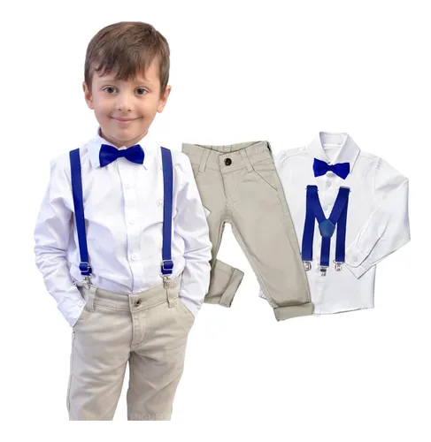 Conjunto Roupa Social Menino Beb Festa C Gravata E Suspens
