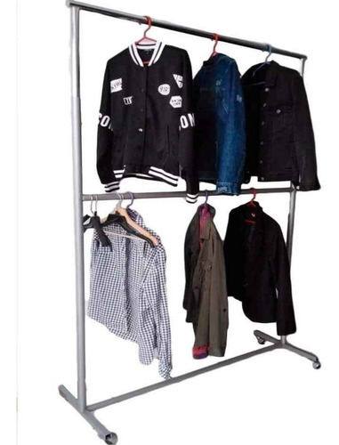 Imagen 6 de 10 de Perchero Colgadorde Ropa Metal De 2 Niveles