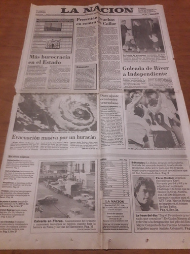 Tapa Diario La Nación 24 08 1992 River Ferguson Perez Roldan