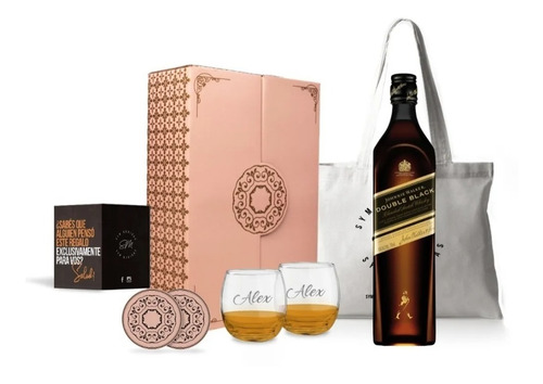 Box Johnnie Walker Double Black + 2 Vasos Personalizados