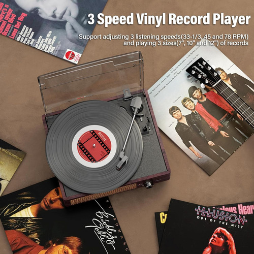 Tocadiscos De Vinilo Receptor Bluetooth Incorporado Y 2...