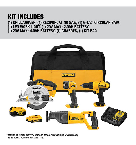 Kit Combinado De Herramientas Eléctricas Dewalt De 20 V Como