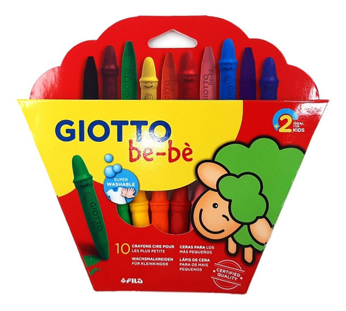 Crayones De Cera Giotto Bebe Por 10 Unidades + Sacapunta
