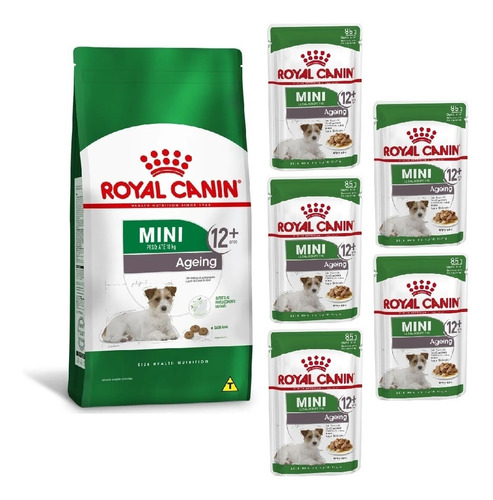 Kit Mini Ageing 12+ 1kg E 5 Sachês 85g Royal Canin