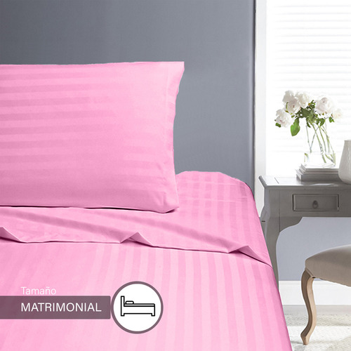 Wesell - Juego De Sábanas matrimonial microfibra sueve rosa pastel