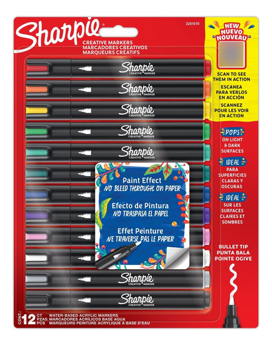 Marcador Sharpie Creative Acrilico Pta Redonda X 12 Colores