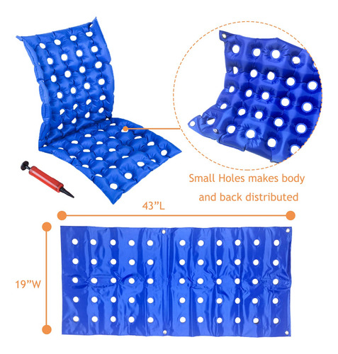 Cojín Inflable Antiescaras Bedridden Respaldo Completo Portá Azul