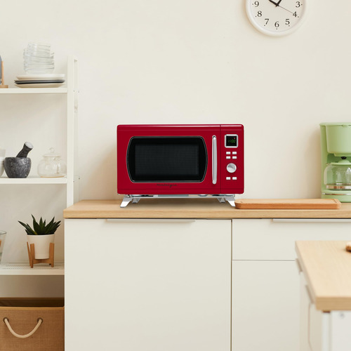 Horno Microondas Retro Encimera 900w 0.9 Pies Cúbicos Rojo