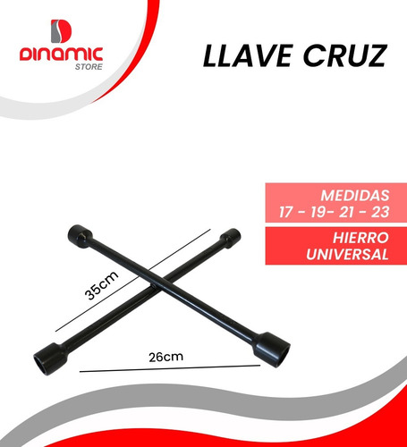 Imagen 2 de 5 de Llave Cruz Para Auto Reglamentaria Hierro 17 19 21 23