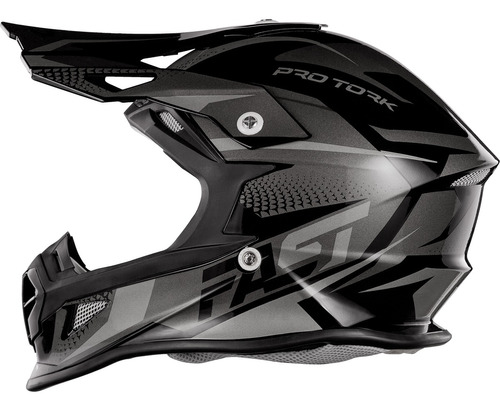 Capacete Motocross Pro Tork Fast Tech Preto - Cinza Tam.58