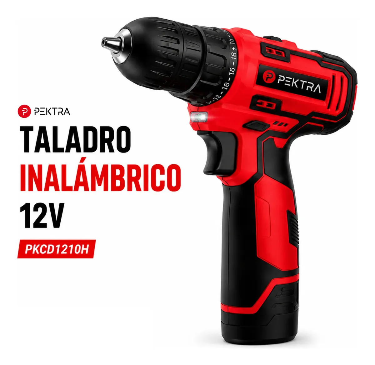 Taladro Atornillador Inalámbrico 12v 10mm Pektra Con Torque