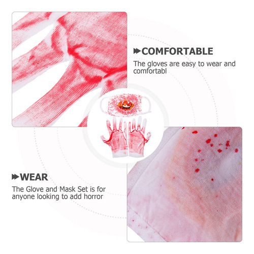 1 Juego De Guantes De Sangre Para Cosplay Y Máscara Espeluzn