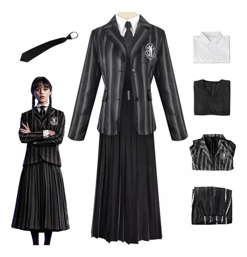 Wednesday Addams Disfraz Cosplay Para Colegiala Uniformes