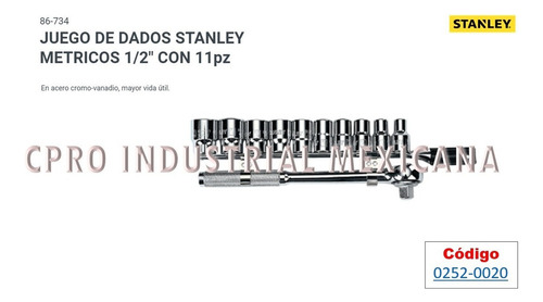 Juego De Dados Stanley Metricos 1/2 Con 11pz 86-734 S P