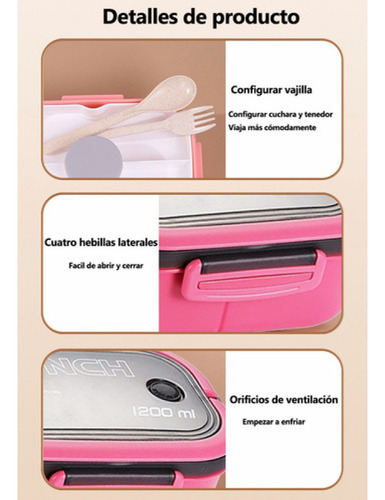 Fiambrera De Doble Capa Con Compartimentos Lonchera Bento