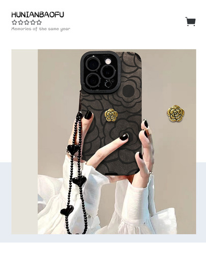 Funda 3d Camelia Bracelet 15 Pro 14 Suede 13 Pre Para iPhone