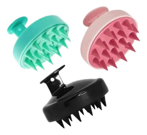 3un Escova Massageadora Couro Cabeludo Anti Caspa Anti Queda