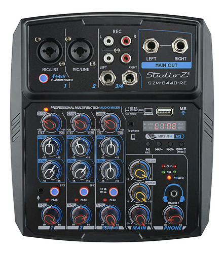 Consola De Mezcla Mini Para Dj Studio Z (szm-b440-re) Con 4