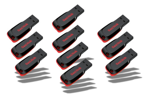 Sandisk Pen Drive 32gb Kit 10 Usb 2.0 Cruzer Blade Preto Cruzer Blade 32gb
