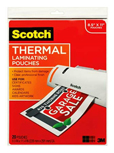 Scotch Thermal Laminating Pouches, 8.9 X 11.4-inches, 3 Mil