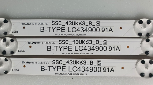 Ssc 43uk63 3 Tiras De 7 Leds Lg 43lm5770pua (Usado)