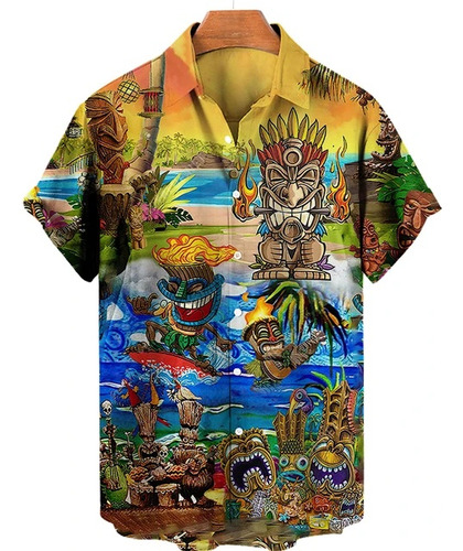 Men's Hawaiian Shirt Fashion Maya 3d Printed Lapel Buttons