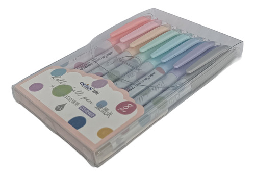 Lapiceras Roller Punta Metal Colores Pastel 0.5mm X 8u Tinta Multicolor Exterior Multicolor