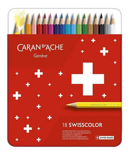 Lápis De Cor Caran D'ache Swisscolor Permanente 18 Cores