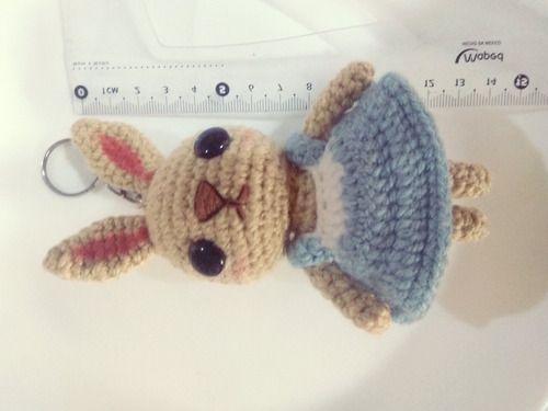 Imagen 4 de 7 de Hermosa Conejita Vestido Azul -amigurumi -crochet (llavero)