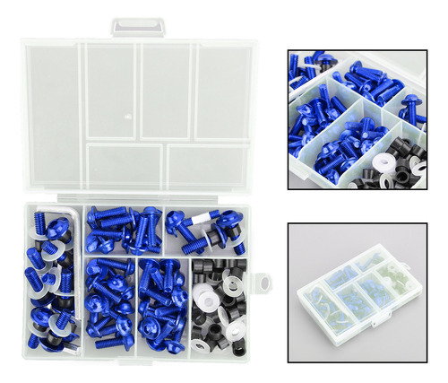 Kit De Tornillos Para Carenado De Moto 158, Color Azul