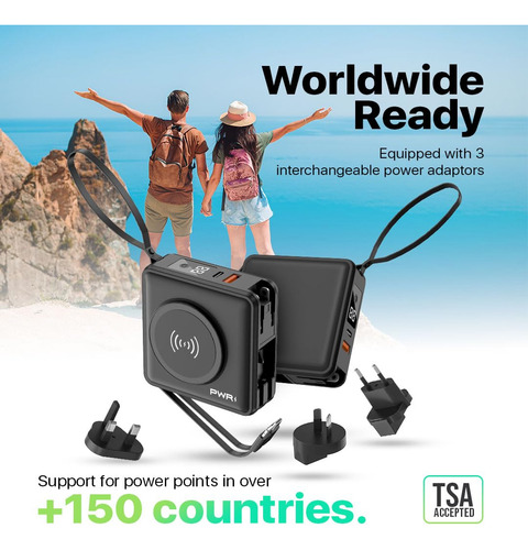 Batería Externa Pwr Travel Pro 5 En 1, 20 W, Usb-c, 10.000 M