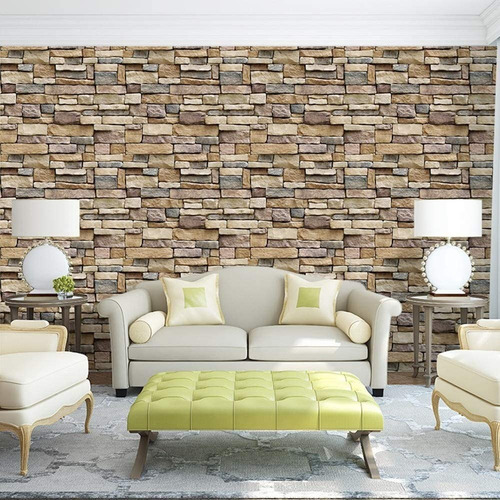 Imagen 3 de 10 de Papel Tapiz Piedras Laja Adhesivo 45cm X 10 Mts 3d