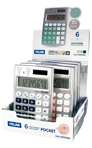 Calculadoras De 8 Dígitos, Caja De 6 Unidades, Marca Pocket 