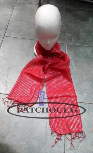 Imagen 5 de 5 de Pañuelo Lurex Bufanda Pashmina Algodón India Hindú Fucsia