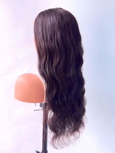 Peruca Front Lace Hd 100% Cabelo Humano Virgem Castanho Escuro Divisão Livre No Topo 4x4 Em Lace Hd 65cm 270g Touca Com Ajustes Na Nuca