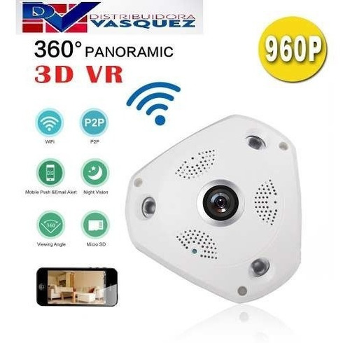 Camara Ip 360 Grados 3d Panoramica Full Hd Vigilancia Wifi