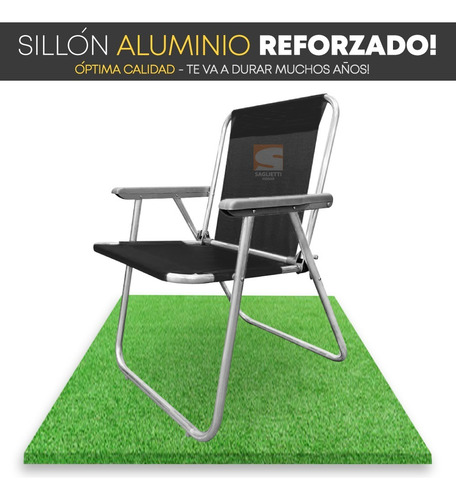 Imagen 4 de 10 de Reposera Sillon 100% Aluminio Playa Camping Pesca Posta X2