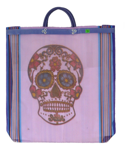 Bolsa Malla Mexicana Mercado Dia Muertos: Calavera Azucar X