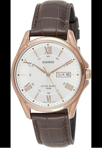 Reloj Casio Hombre Modelo Mtp-1384l Cuero Oficial Acero