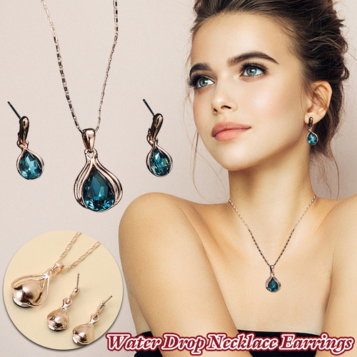 L Colar E Brincos De Lágrima De Diamante Da Moda