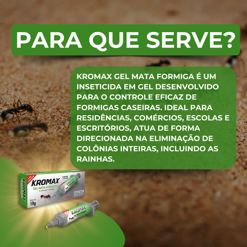 Kit 8 Inseticida Veneno Mata Formiga Kromax Seringa Gel Elimina Ninho e Colônia Controle de Pragas