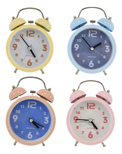 Reloj Despertador De Metal A Pila Varios Colores