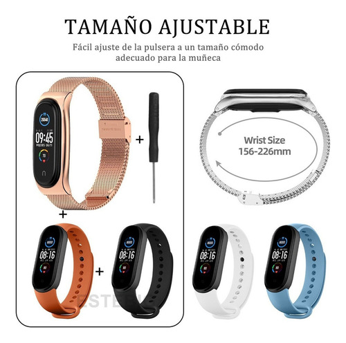 Correa Acero Inoxidable Para Xiaomi Mi Band 7 Pulsera 3 Pzs