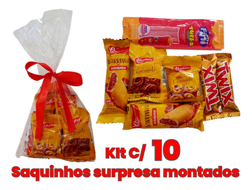 Kit Saquinho De Doces- 10 Saquinhos Surpresa Natal